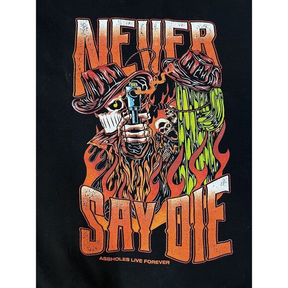 Assholes*s Live Forever Black Sabbath  NEVER SAY DIE Black Hoodie Men Sz L - Picture 1 of 8